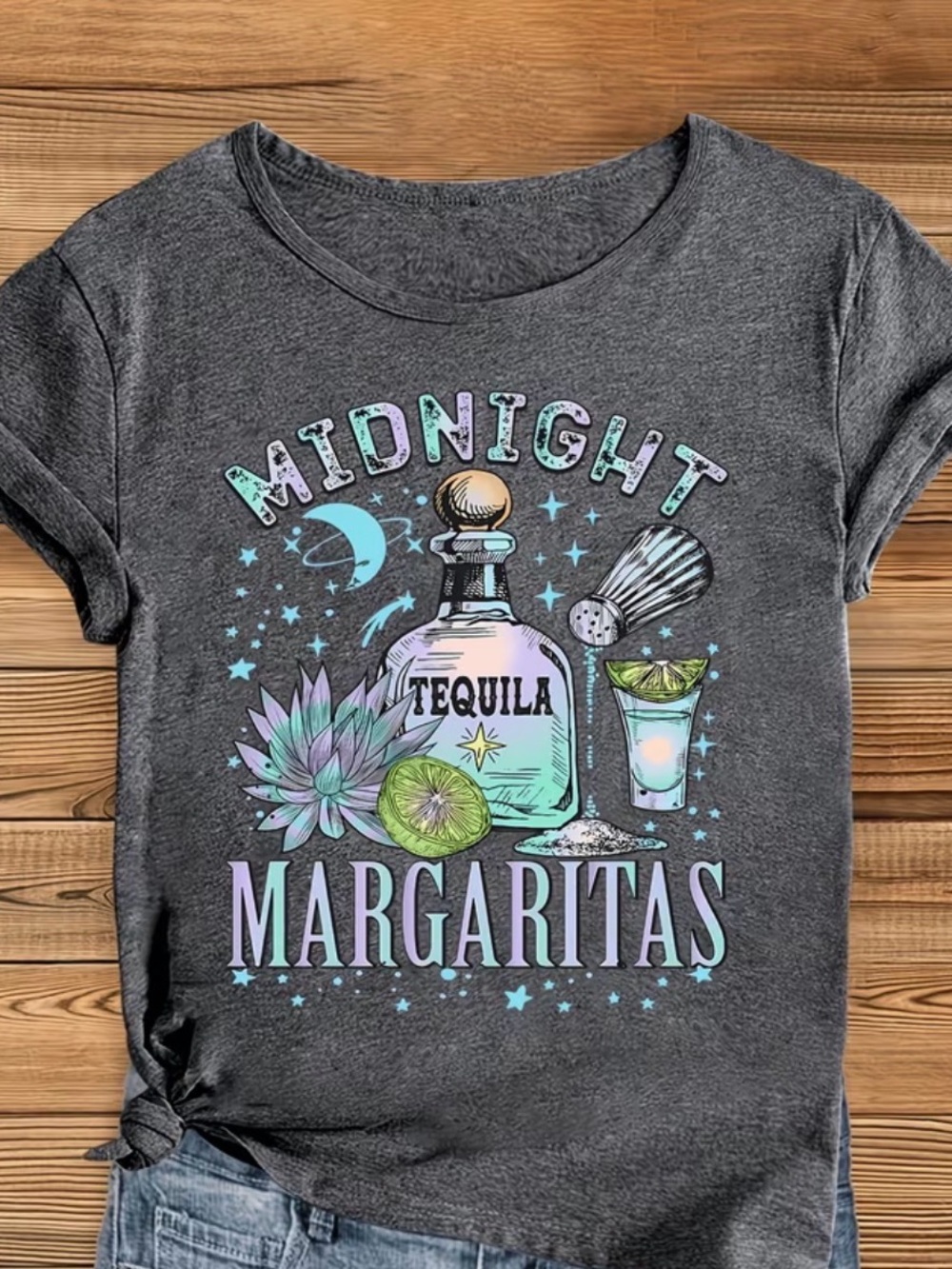 Midnight Margaritas Graphic Tee - Grey